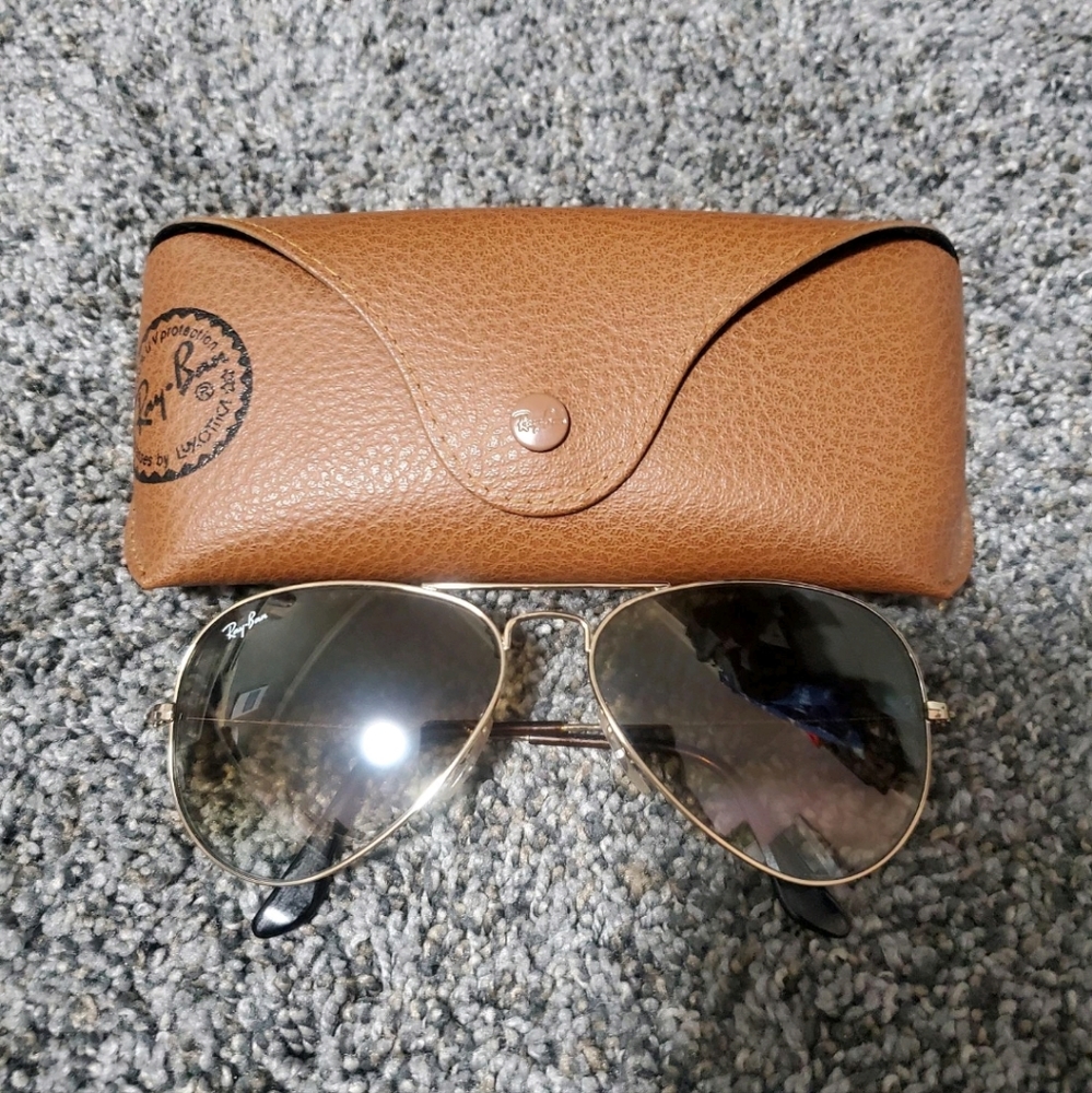 Ray Ban Aviators Gold Brown Gradient
